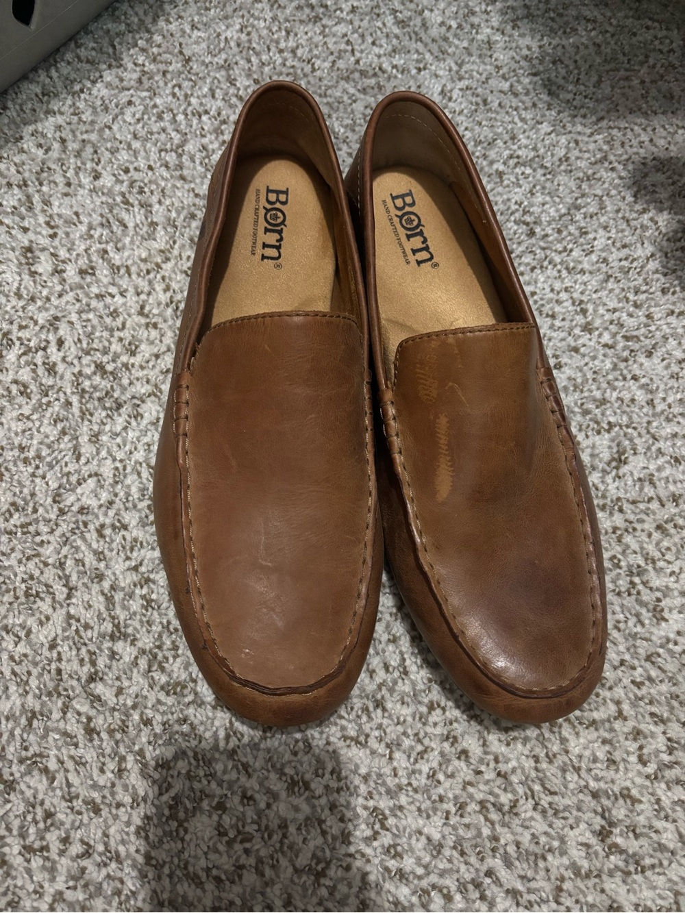 Born Men's Leather Slip-On Loafers in Cognac Brown